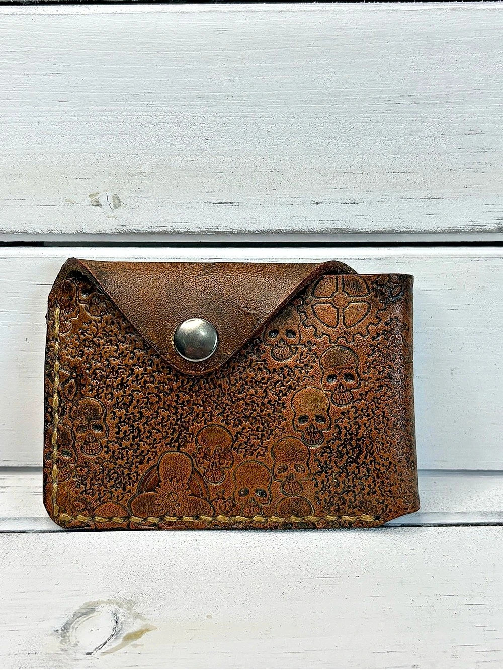 (316)Brown & Black Skull Clutch